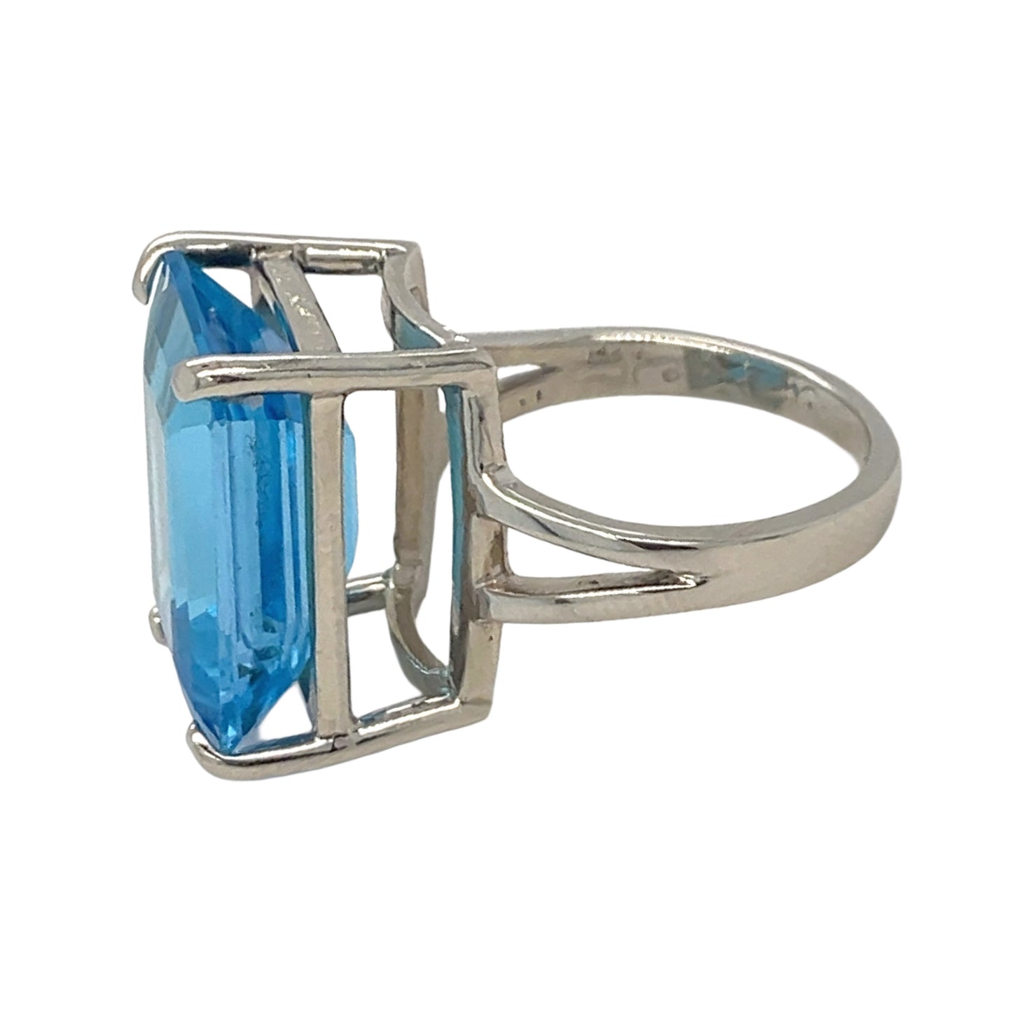 16x12 Emerald Cut Blue Topaz Ring