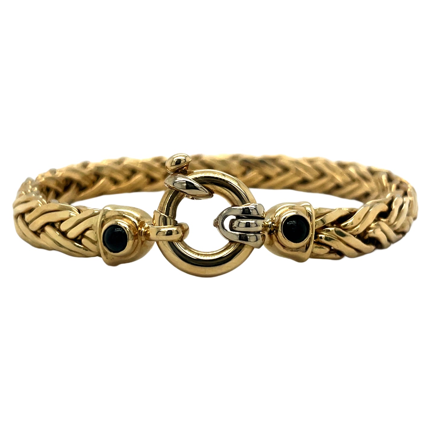 Woven Bracelet w/Toggle Style Clasp w/ 2 Sapphires