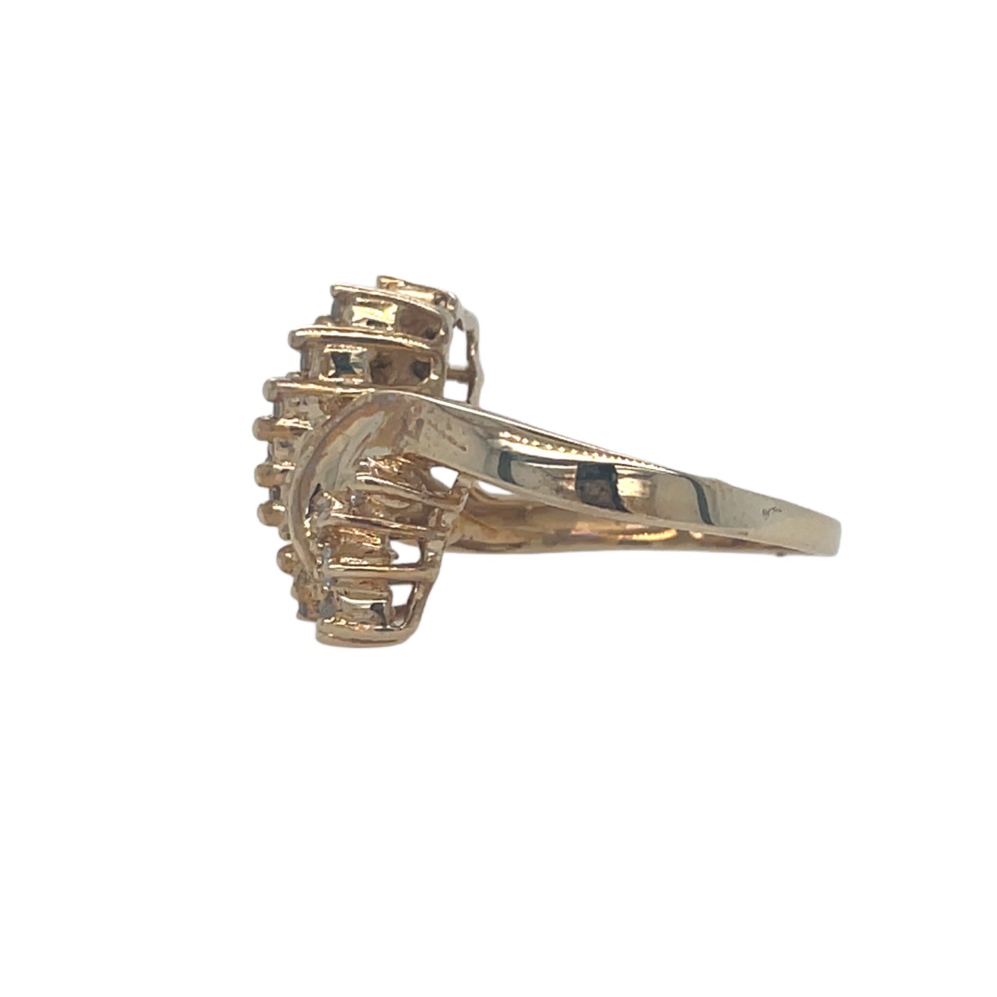 S Shape Round & Baguette Diamond Cocktail Ring