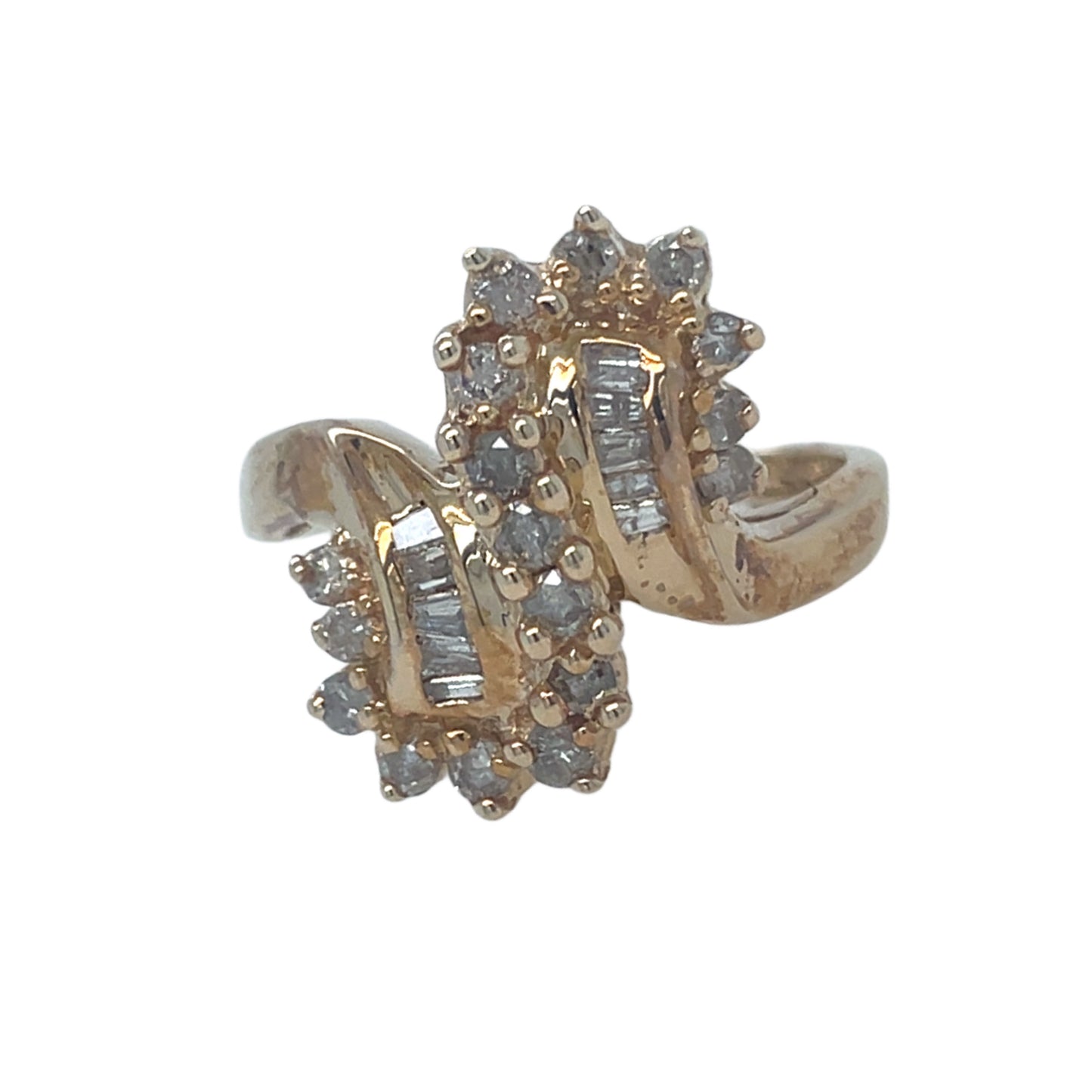 S Shape Round & Baguette Diamond Cocktail Ring