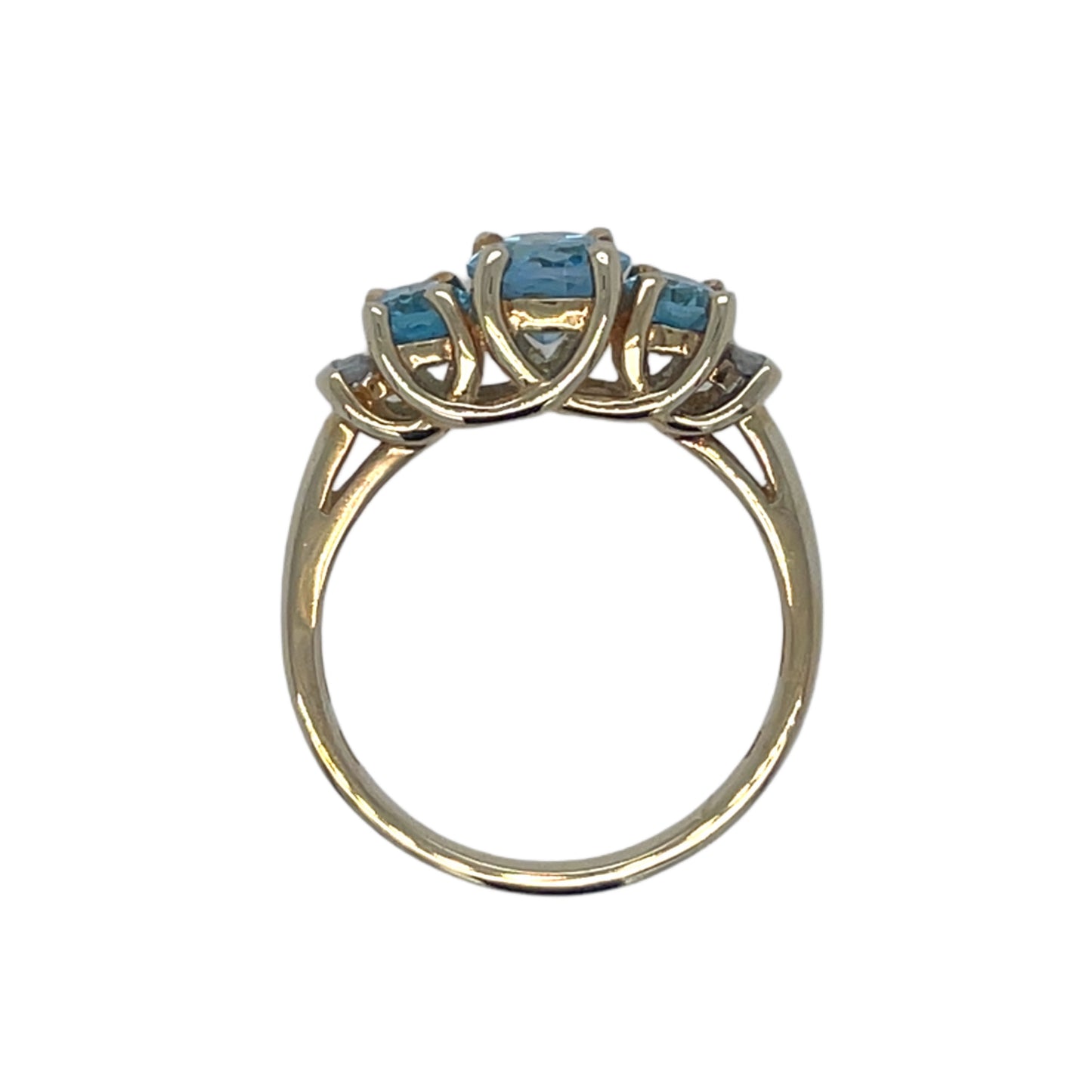 3 Oval Blue Topaz & 4 Diamond Ring