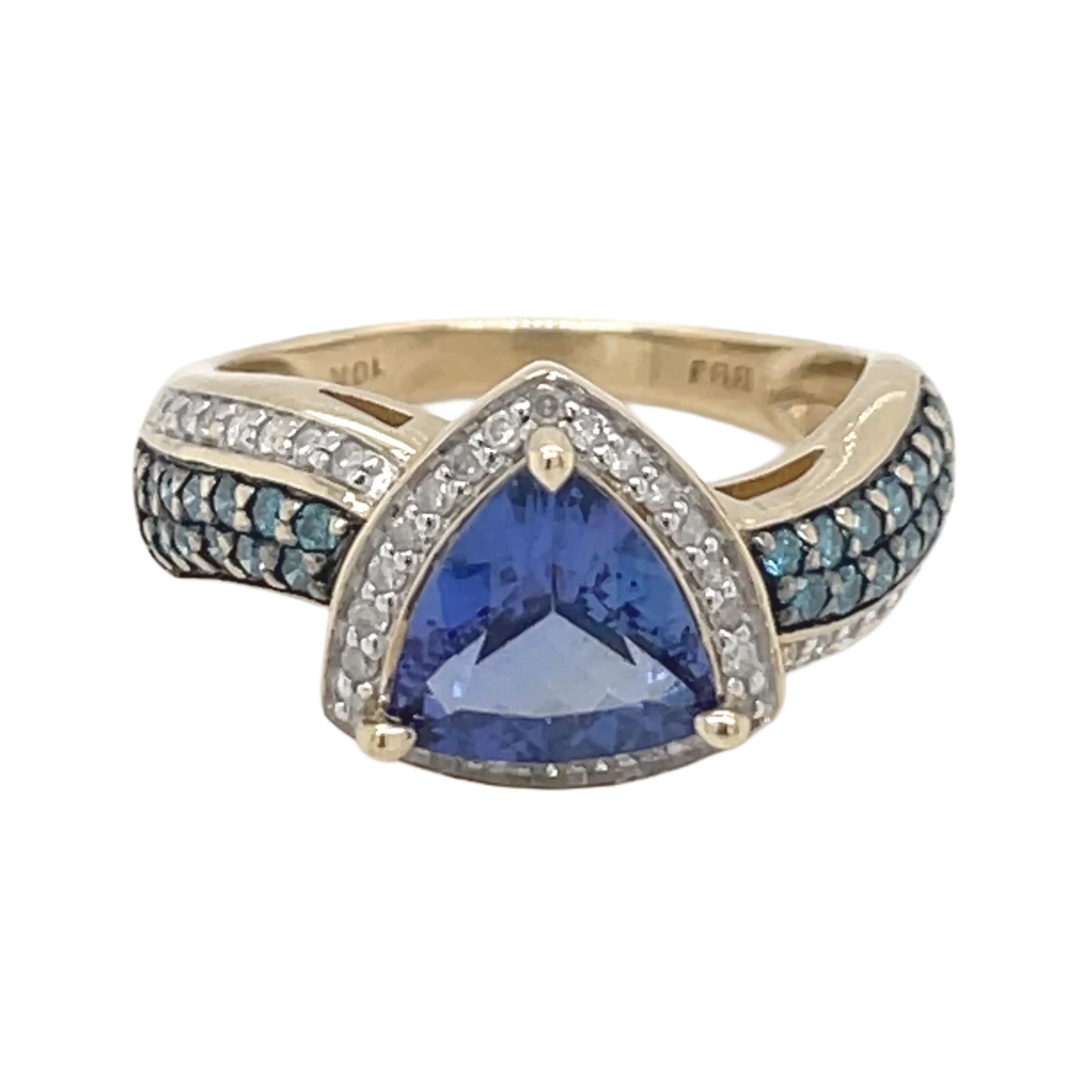 Created Tanzanite w/Blue & White Diamonds Ring