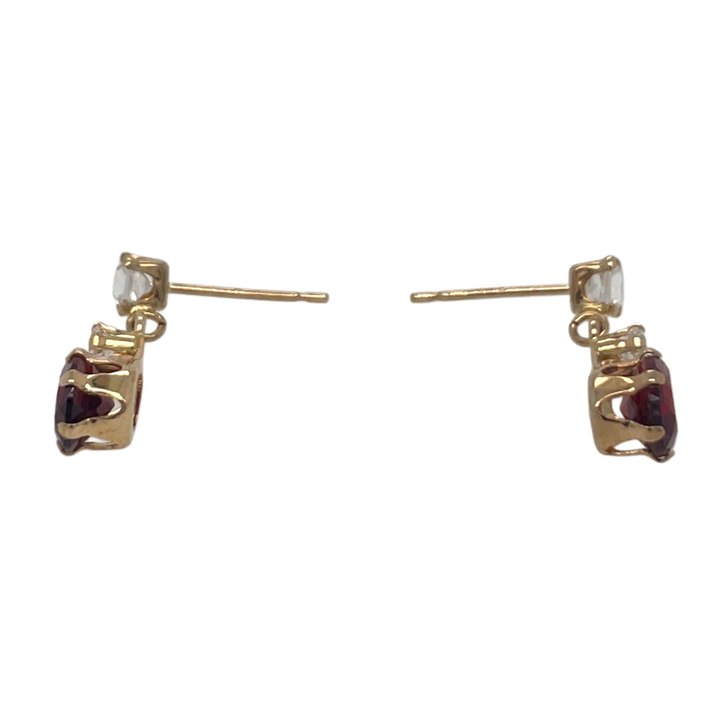 Pearshape Garnet & CZ Dangle Earrings