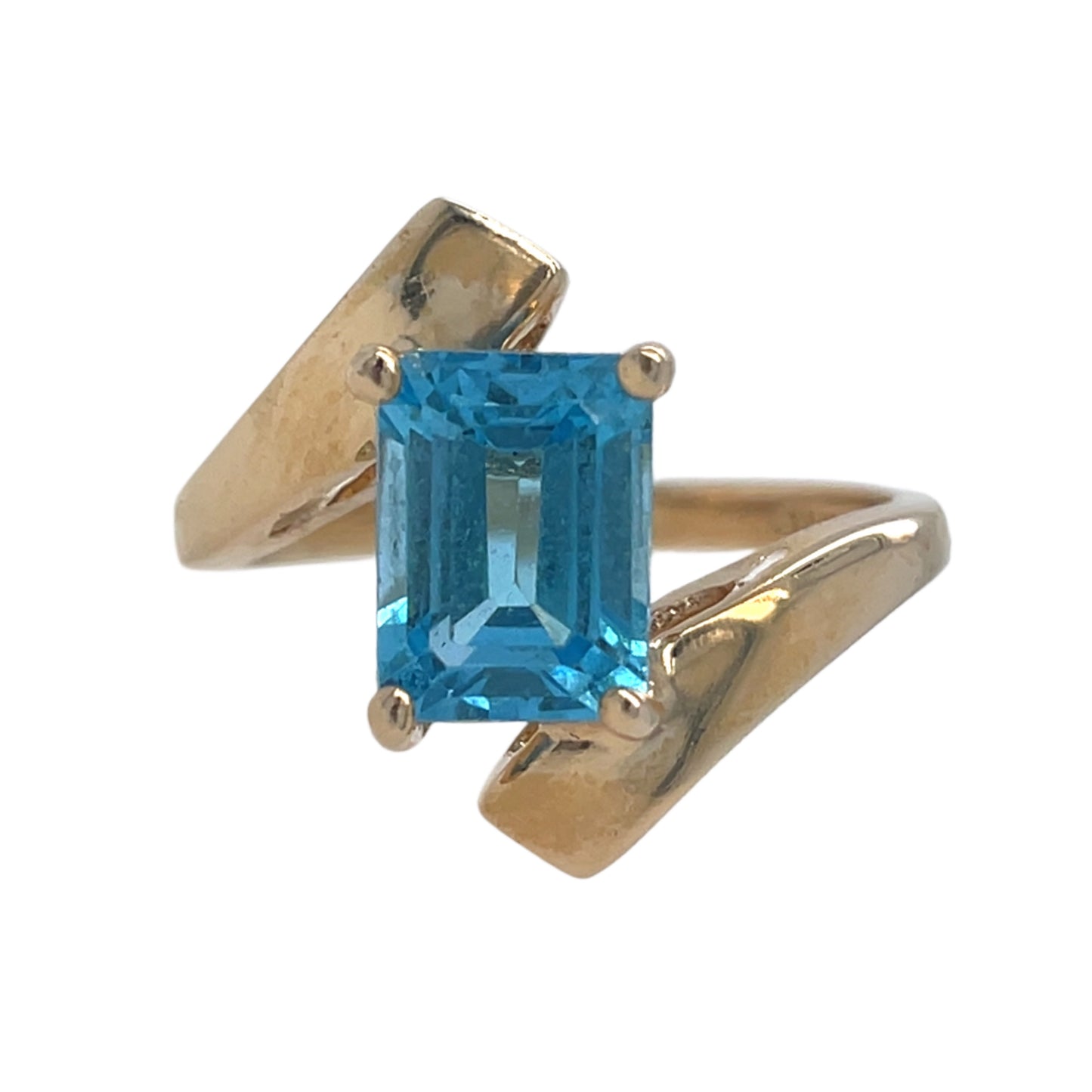 Emerald Cut Blue Topaz Ring