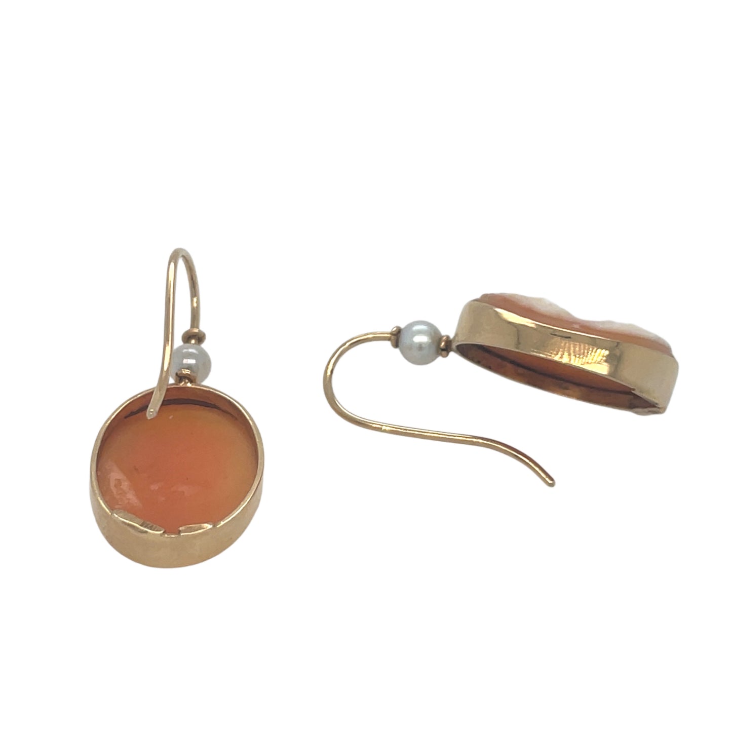 Oval Cameo & Pearl Drop Earrings
