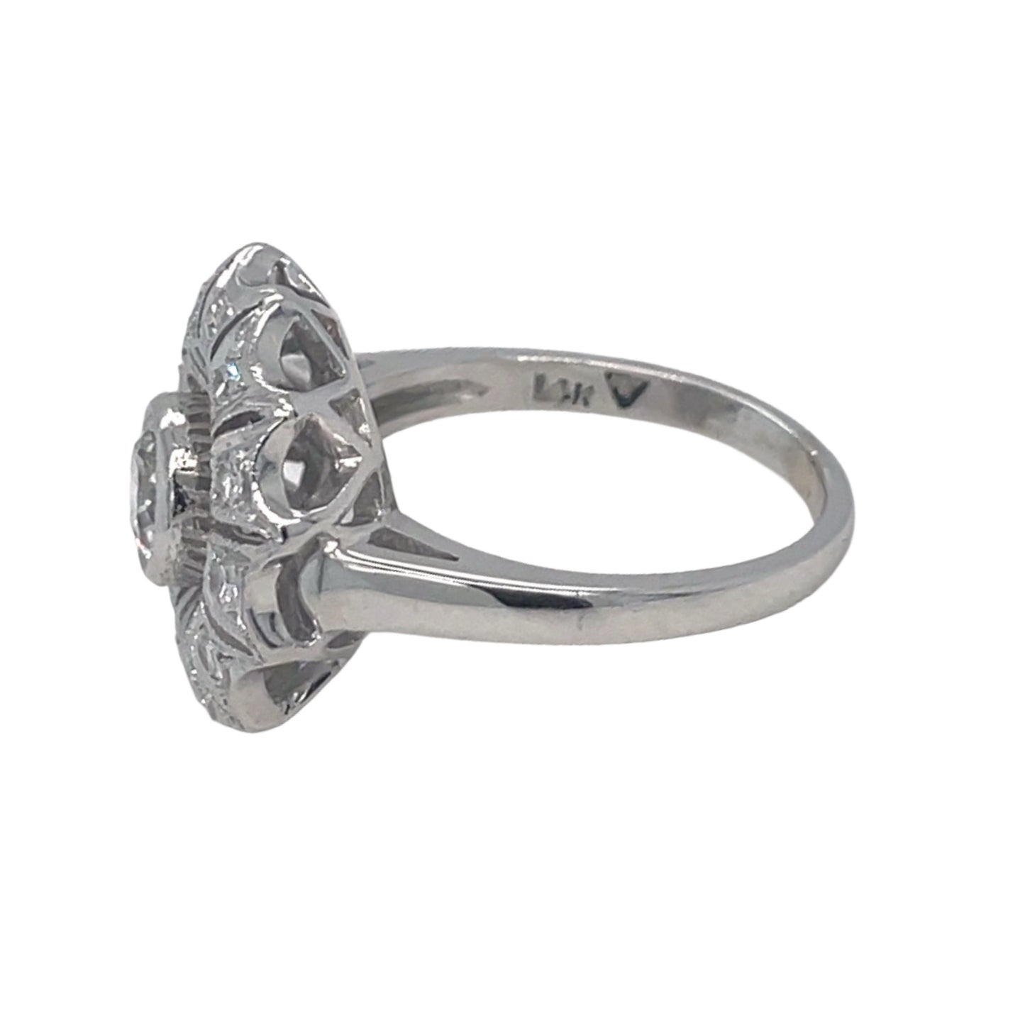 Vintage Diamond Flower Ring 1/2 Carat Center