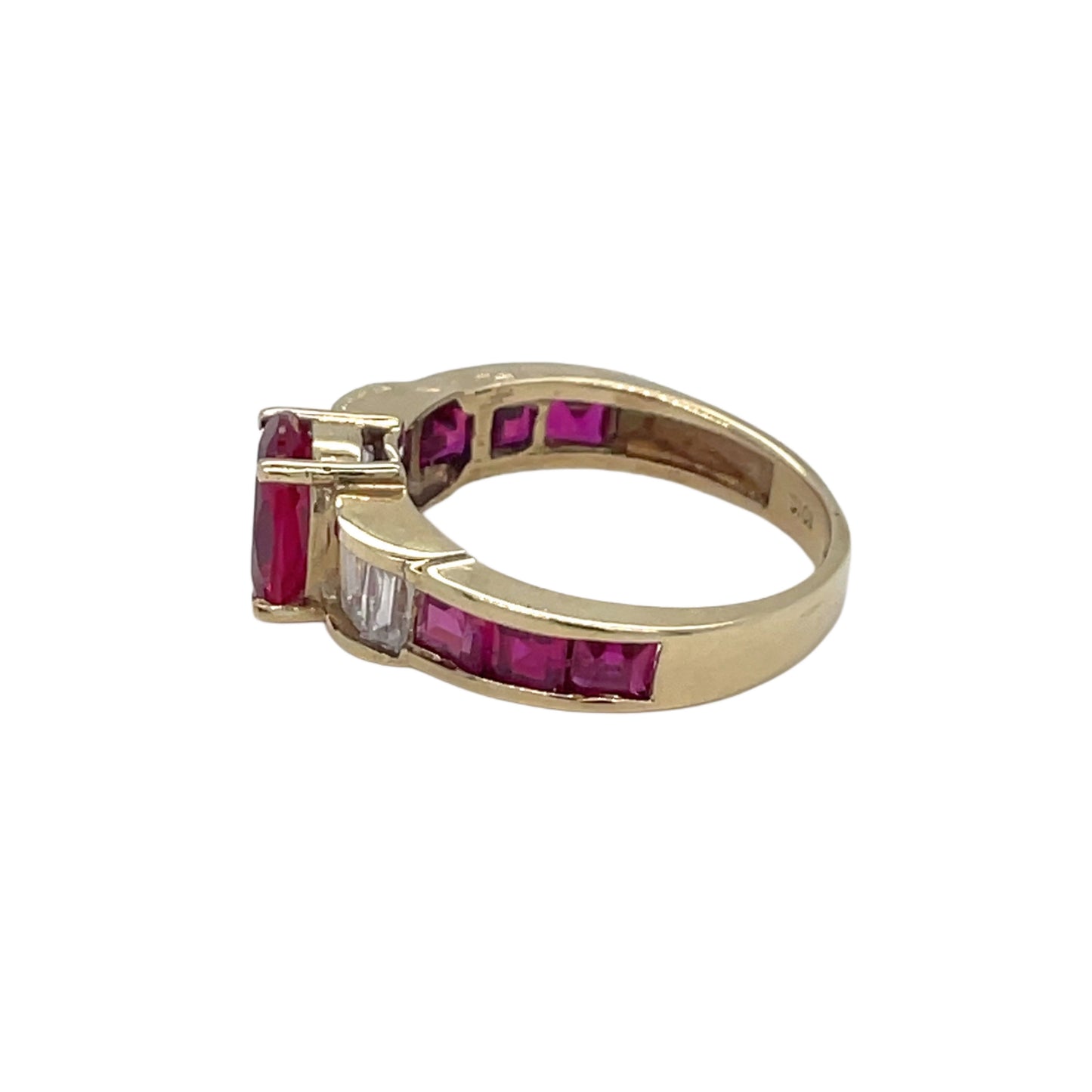 Oval Created Ruby & CZ Ring