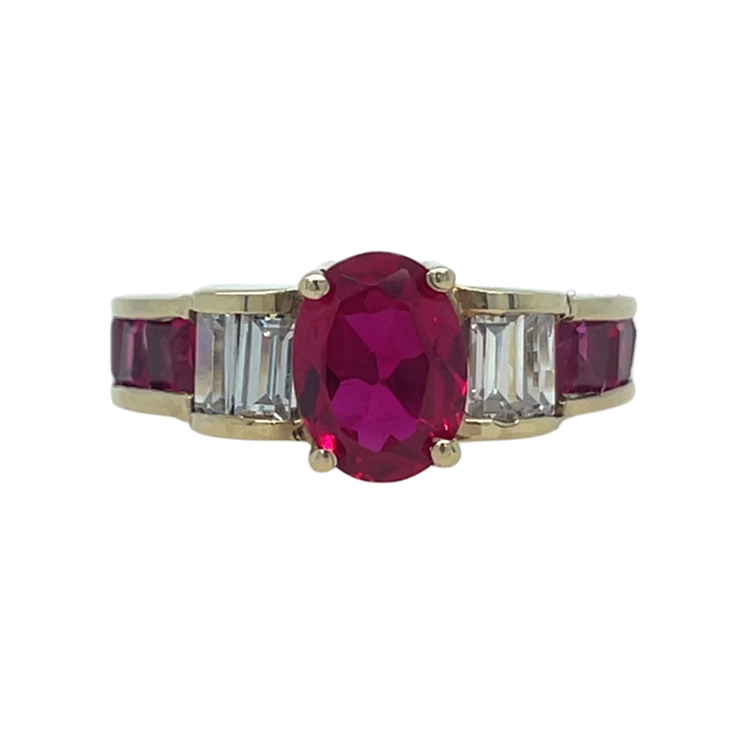 Oval Created Ruby & CZ Ring