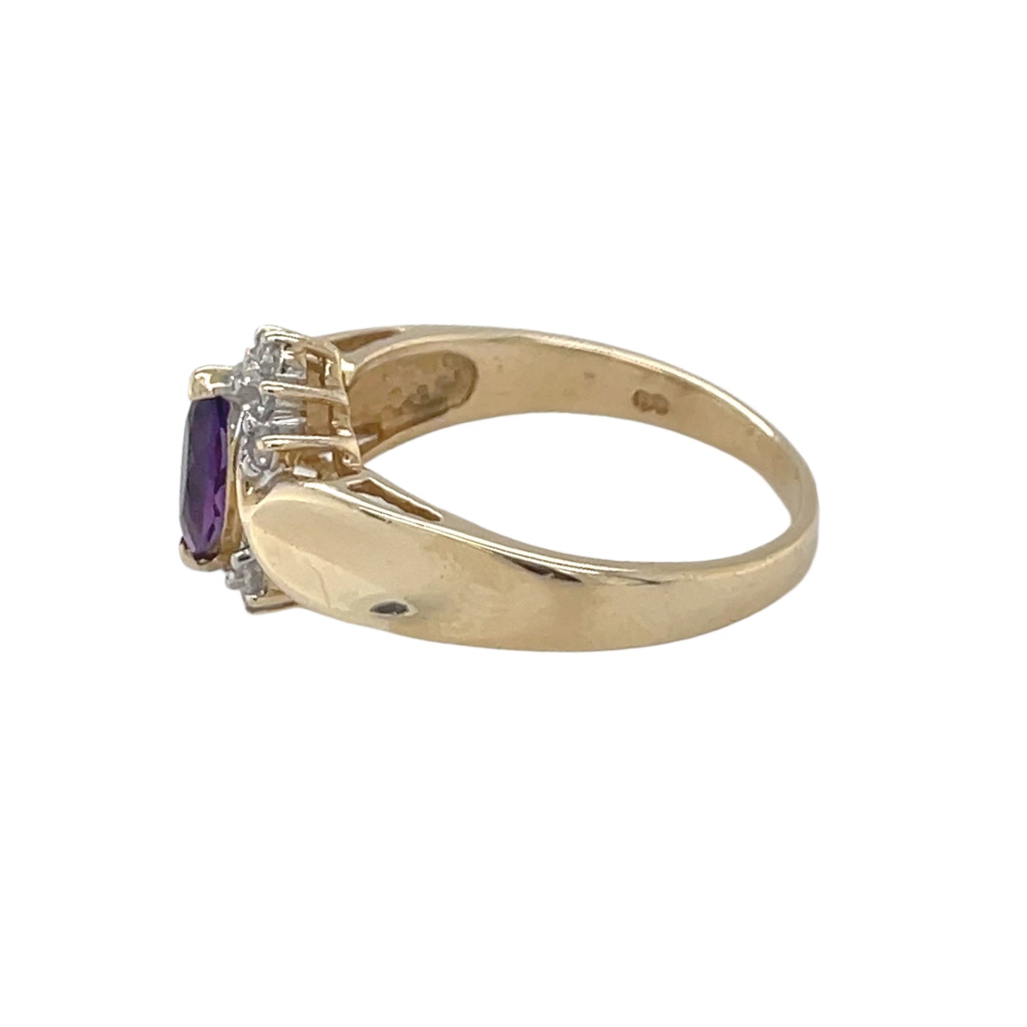 Marquise Amethyst & 10 Diamond Ring