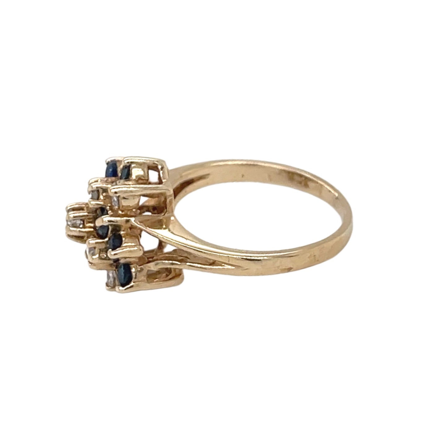 Sapphire & Diamond Swirl Design RIng