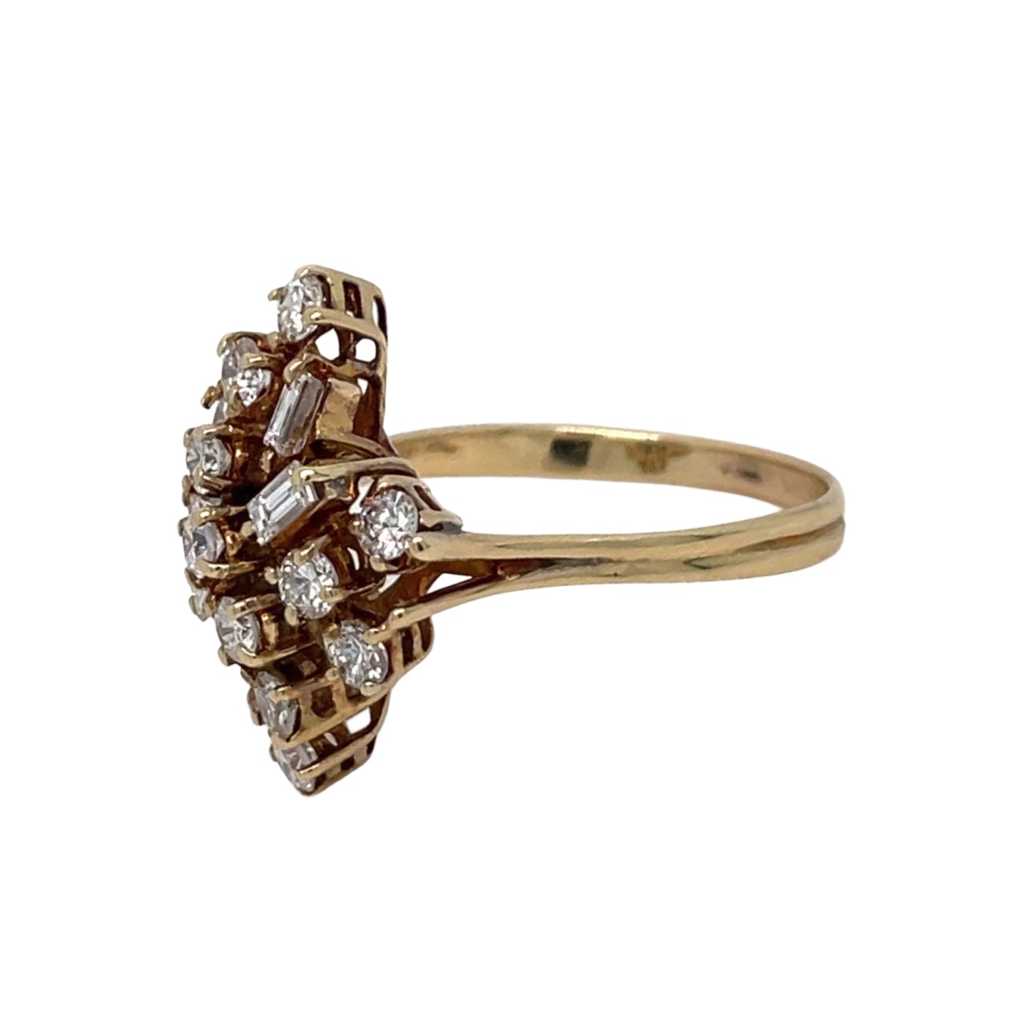Baquette & Round Diamond Cocktail Ring