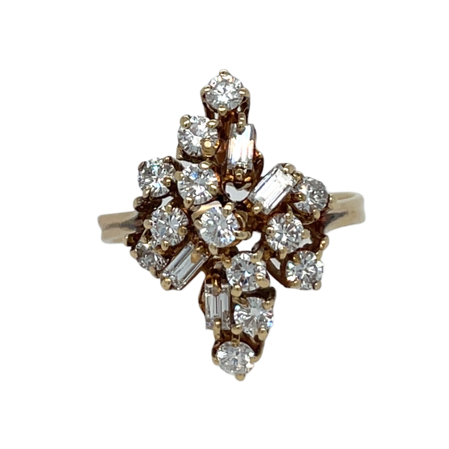 Baquette & Round Diamond Cocktail Ring