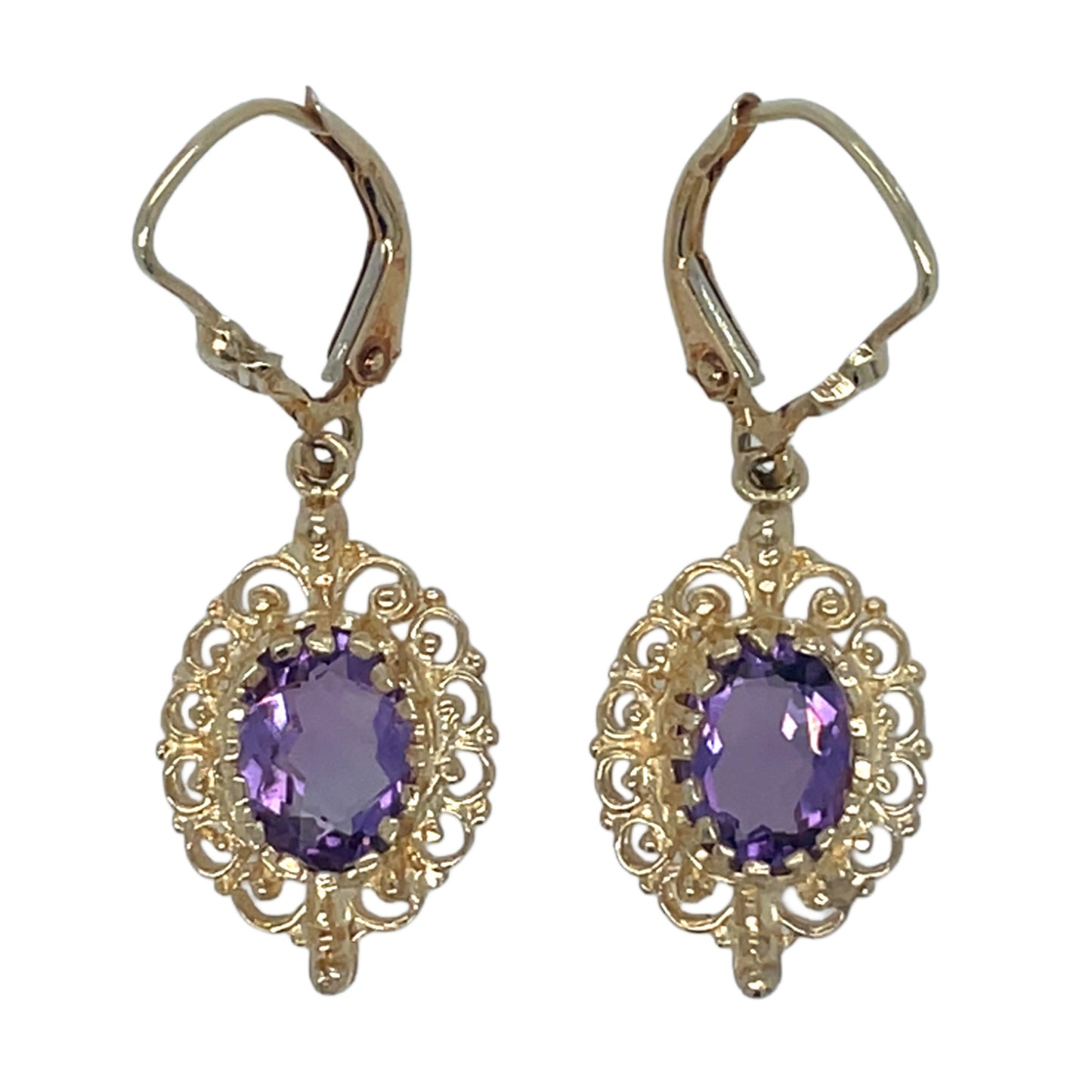 Amethyst & Filagree Dangle Earrings