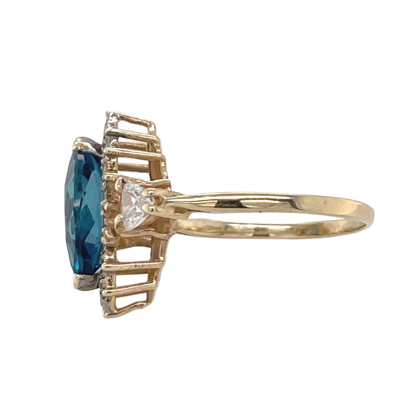 Marquise London Blue Topaz and Cubic Zirconia Ring