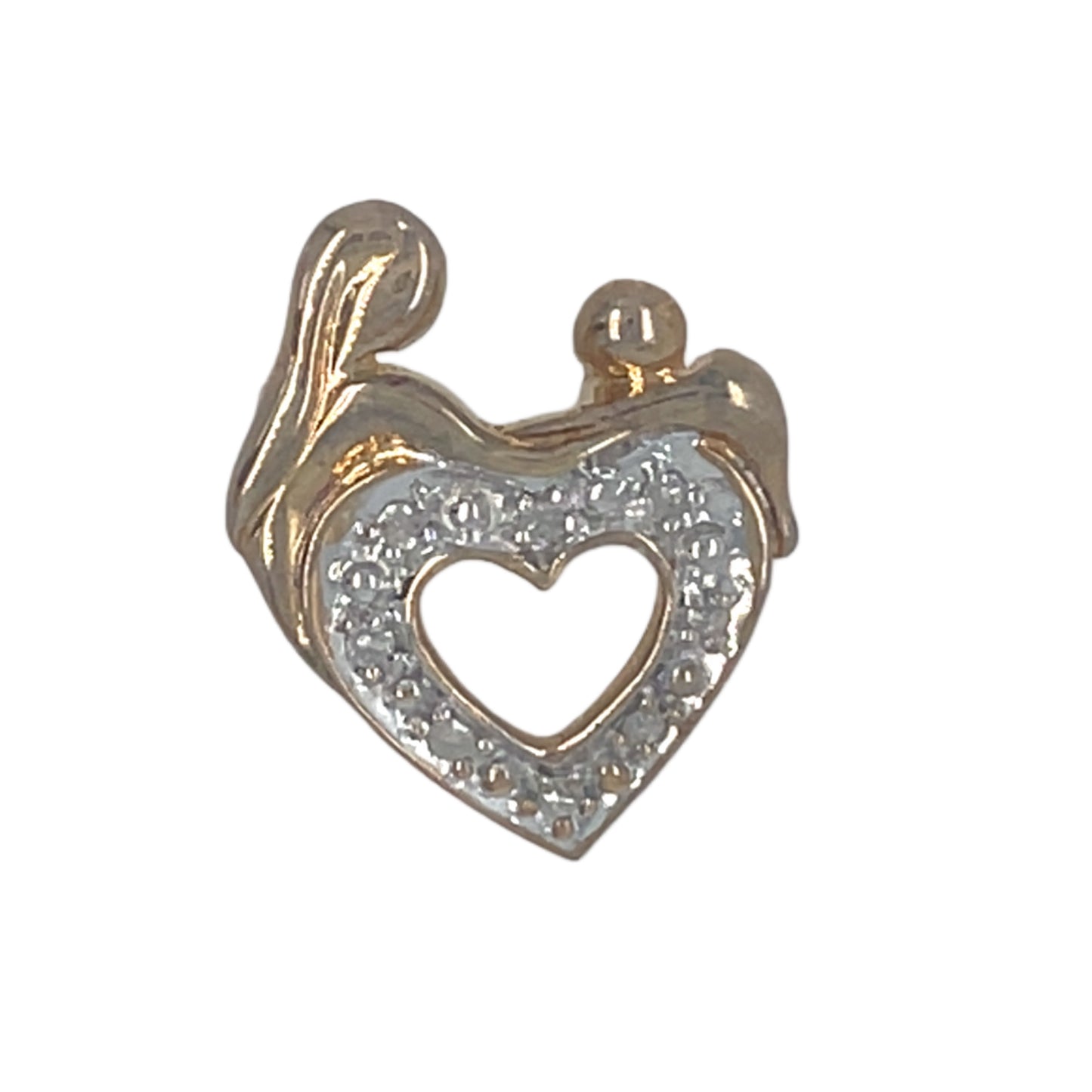 Mother & Child Heart Pendant w/ 8 Diamonds