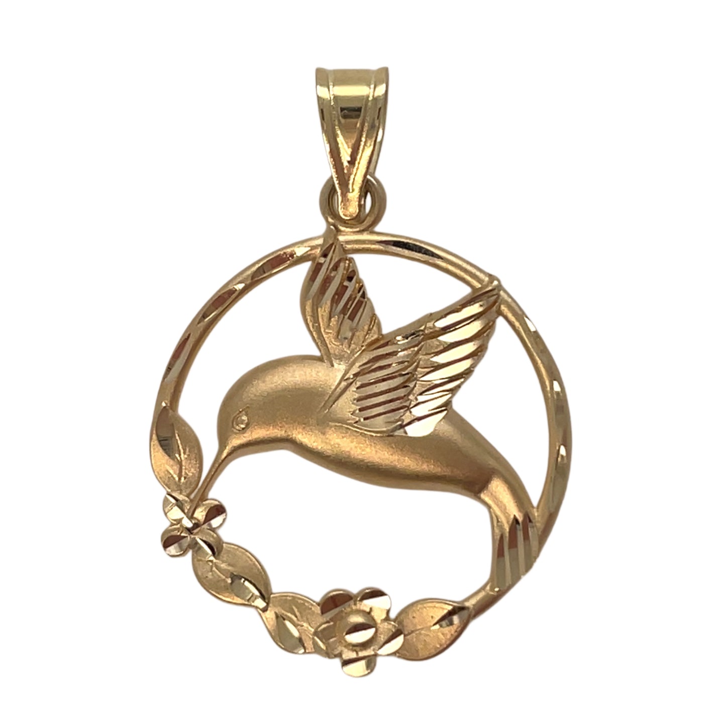Hummingbird w/Flower Circle Pendant