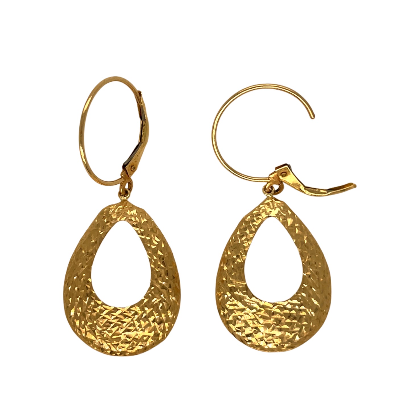 Diamond Cut Pearshape Dangle Earrings