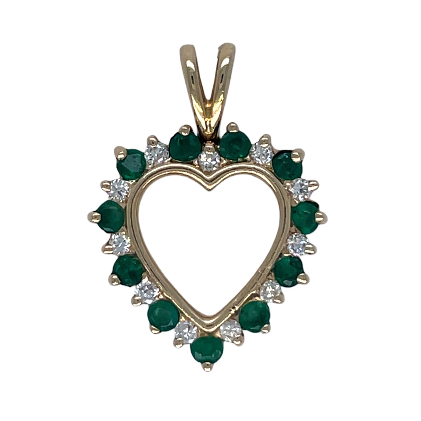Natural Emerald & Diamond Heart Pendant