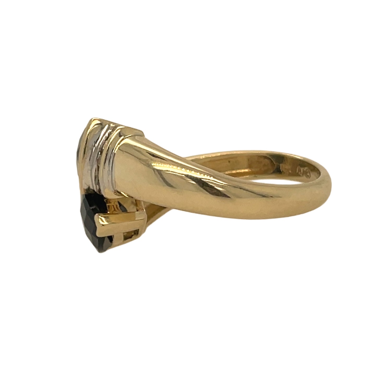 Triangular Sapphire & Diamond By-Pass Ring