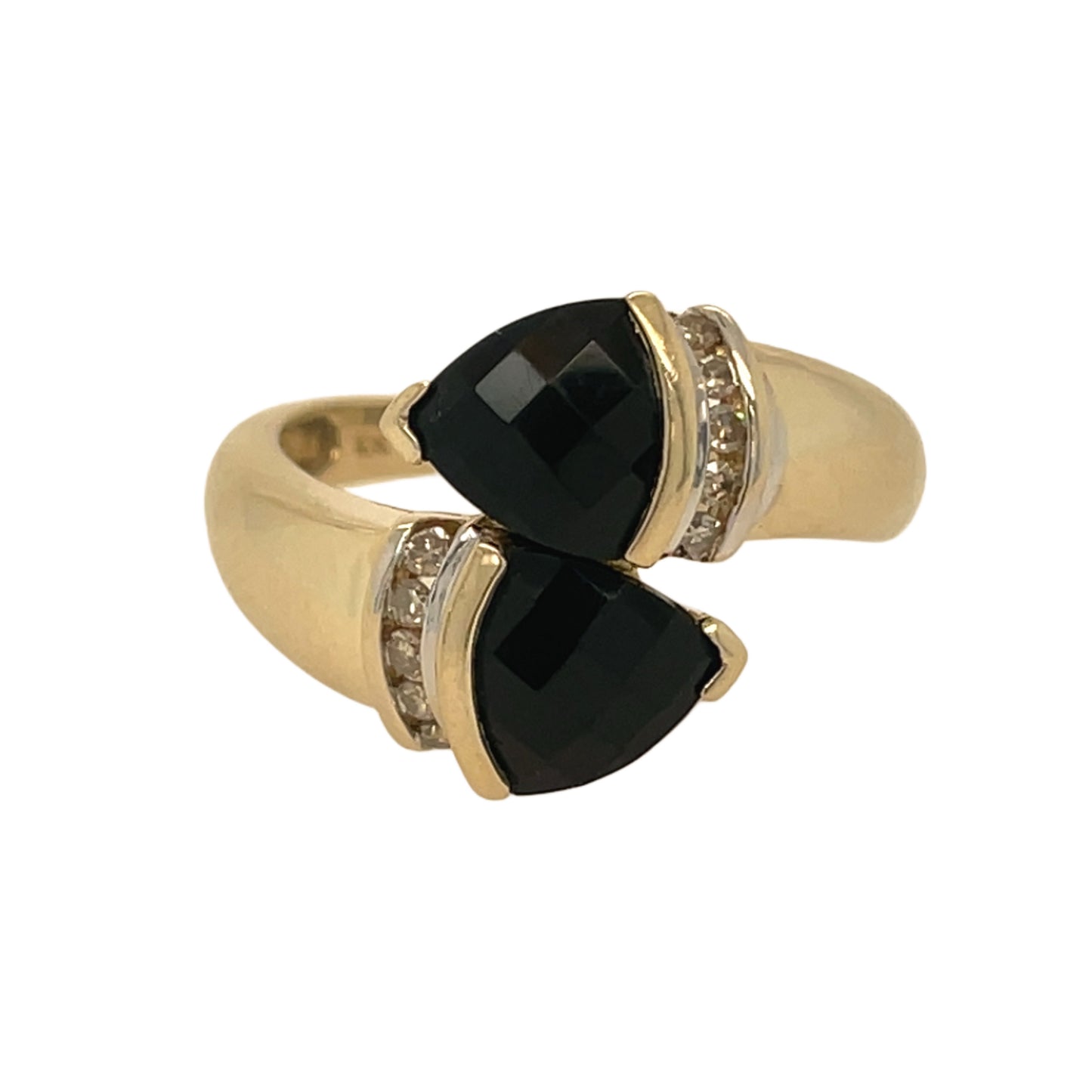 Triangular Sapphire & Diamond By-Pass Ring