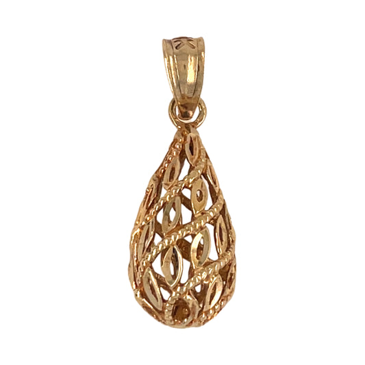 Teardrop Shape Diamond Cut Filagree Pendant