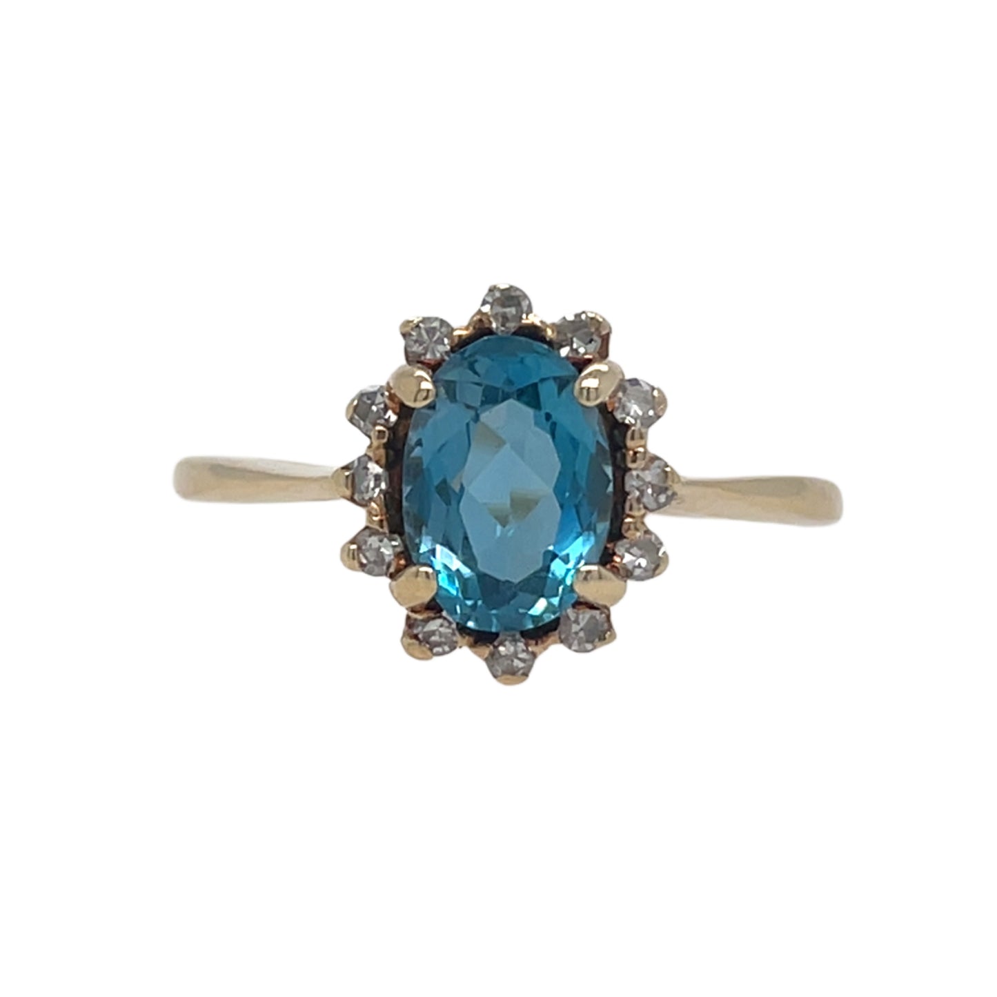 Oval Blue Topaz & Diamond Ring