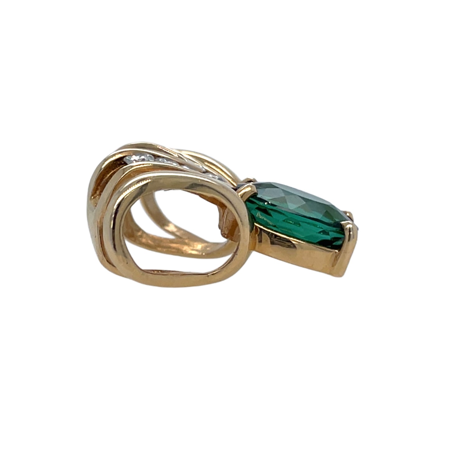 Diamond V Slide w/ Oval Green Stone