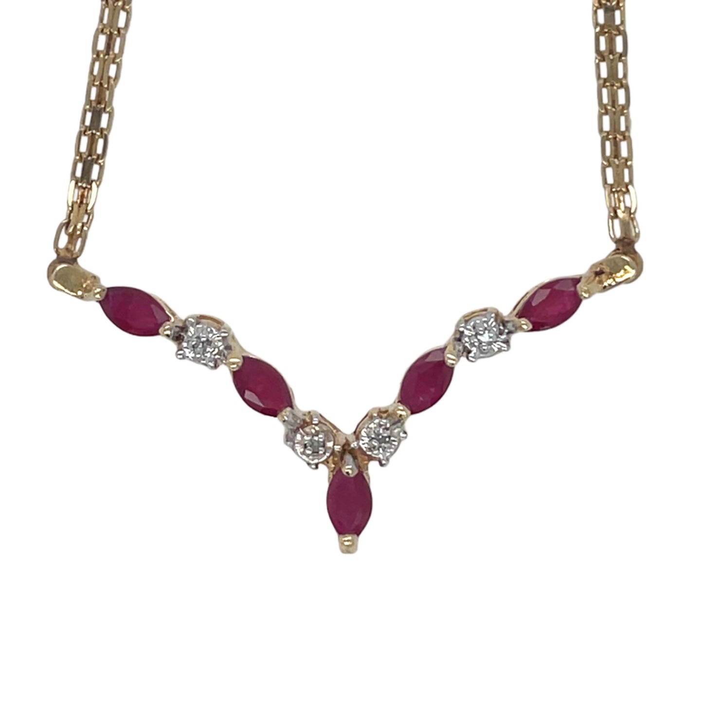 5 Marquise Ruby & Diamond Necklace