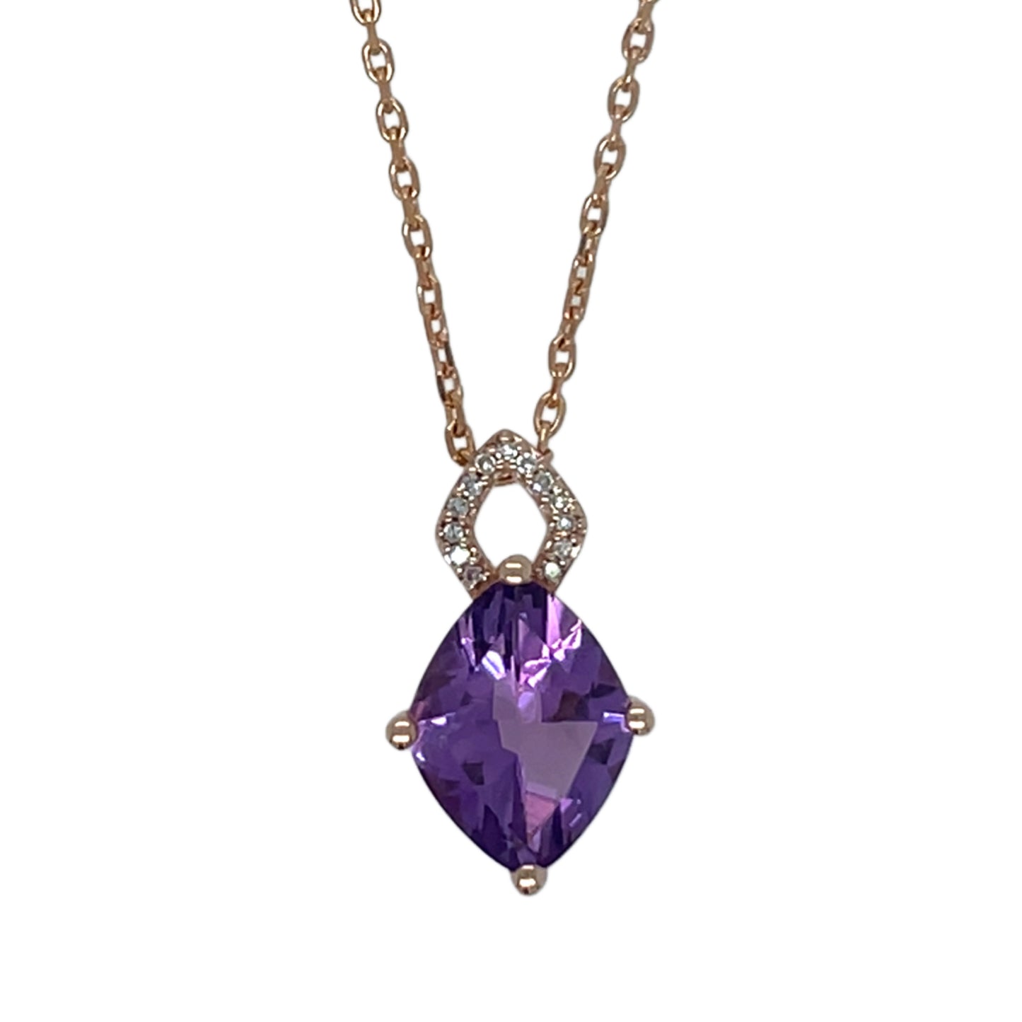 Kite Shape Amethyst & Diamond Necklace