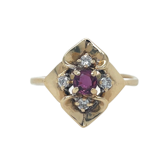Natural Ruby & 4 Diamond Ring