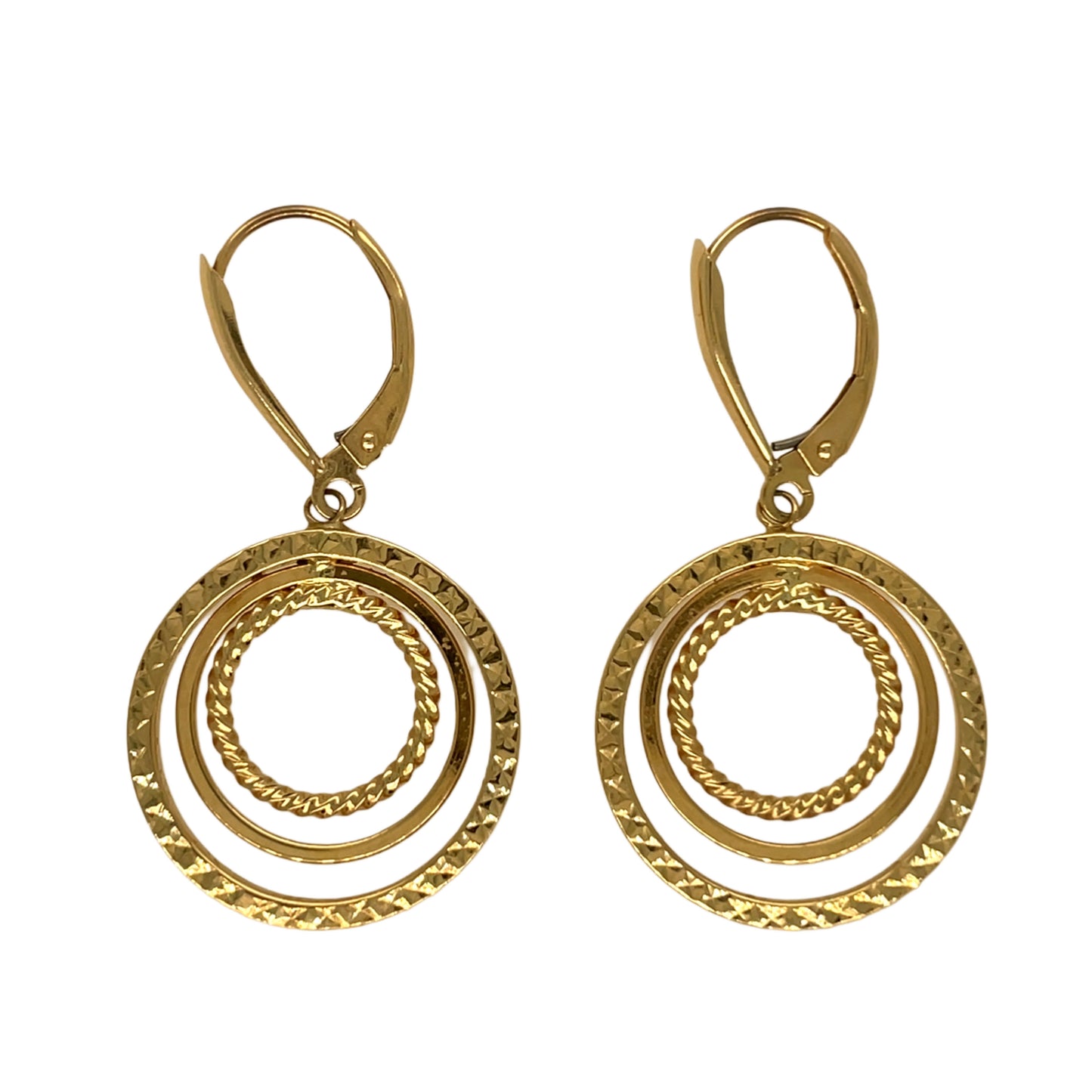 3 Circles Dangle Earrings w/Lever Backs