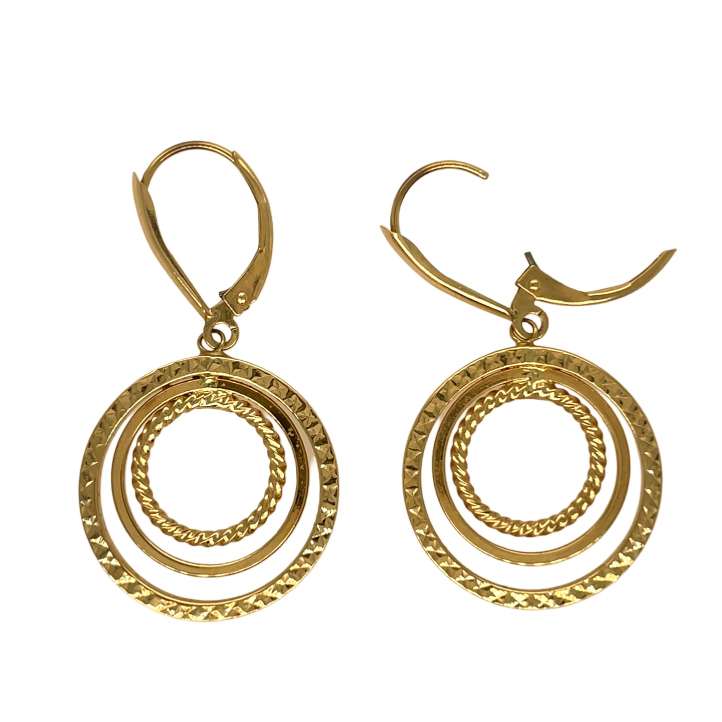 3 Circles Dangle Earrings w/Lever Backs