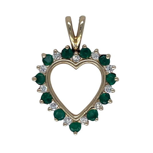 Natural Emerald & Diamond Heart Pendant